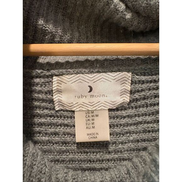 Ruby Moon Gray Tie Side Turtleneck Sweater Size Medium - Picture 5 of 6